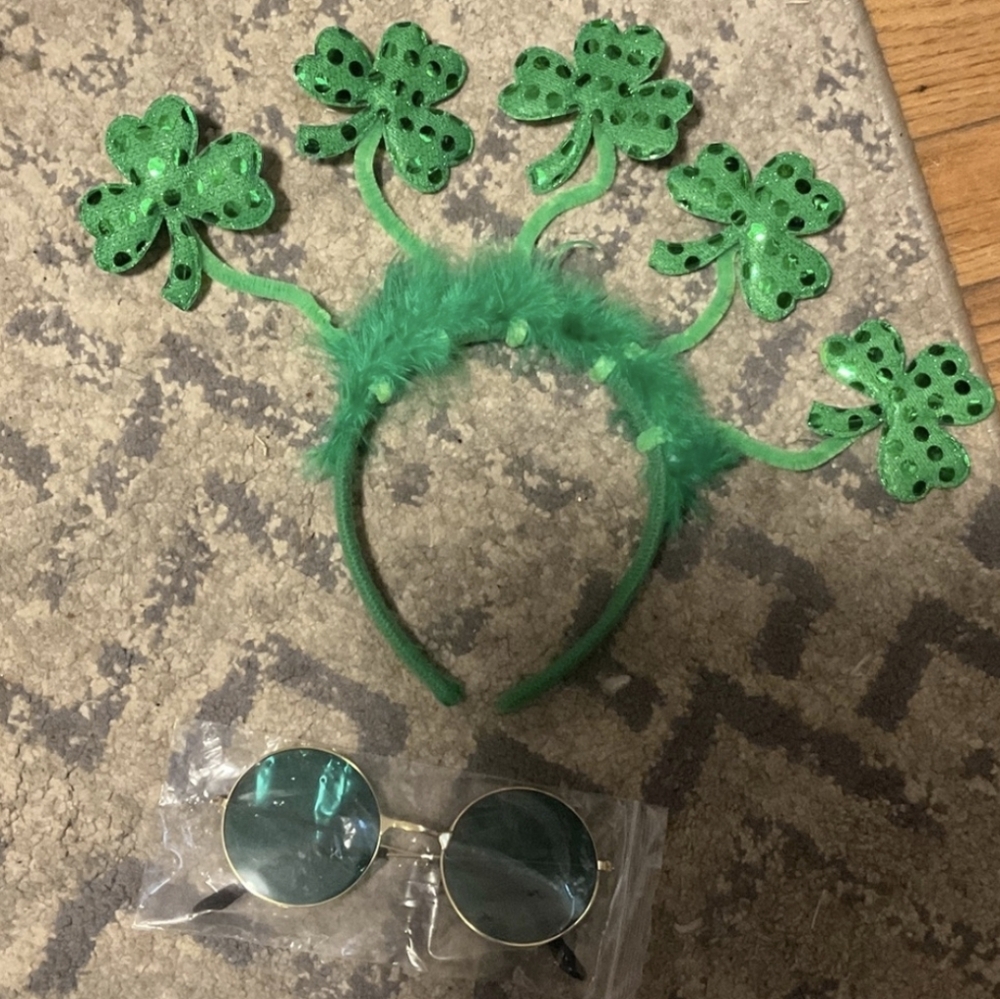 Green Shamrock Headband and Sunglasses Set - St.Patrick’s Day